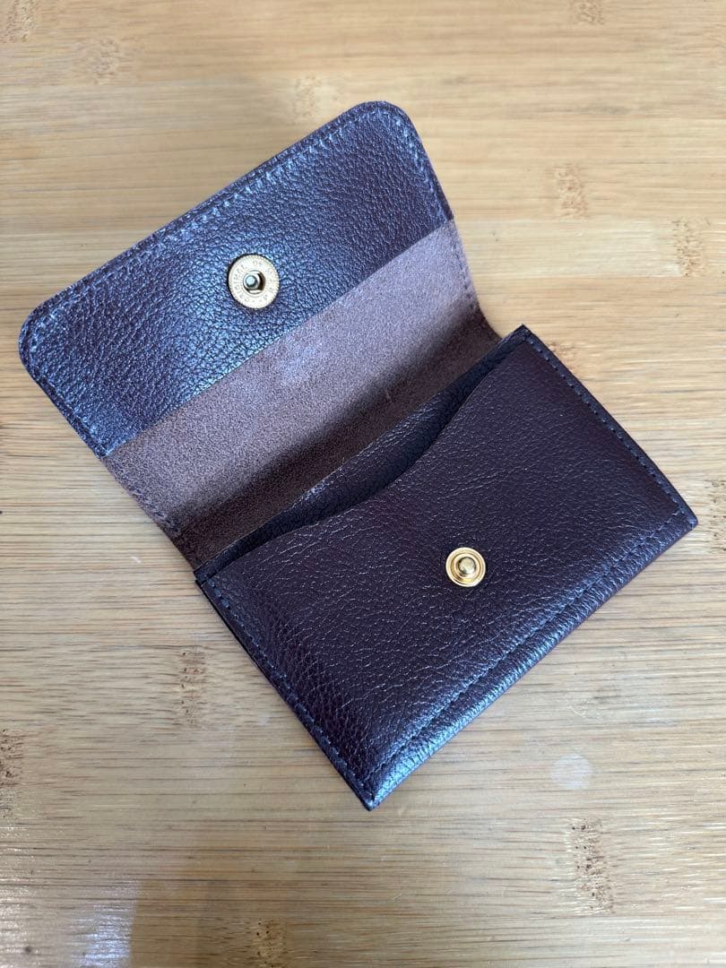 IL BISONTE ダークブラウン レザー 名刺入れ ボタン留め式