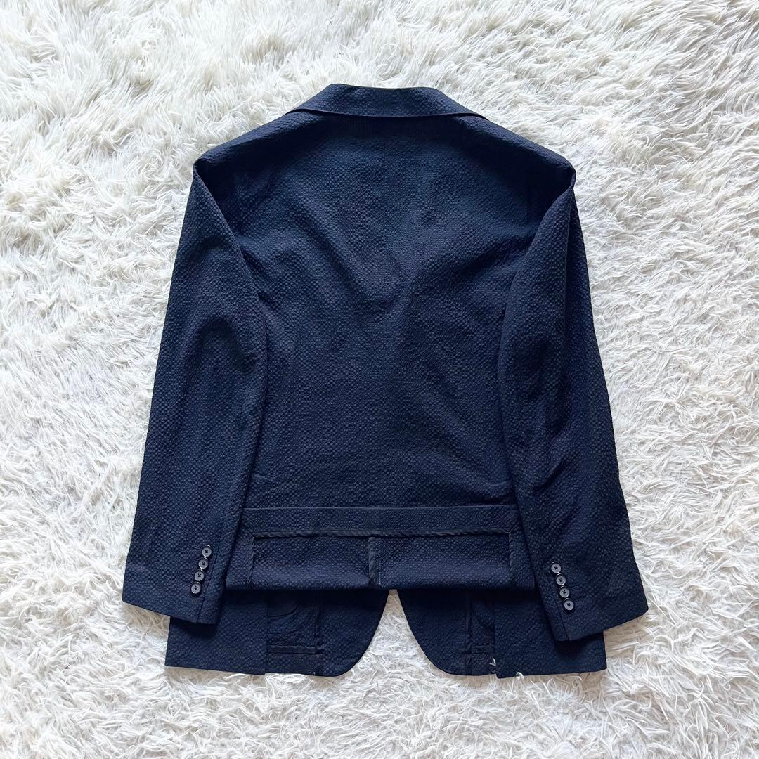 <極美品>TAGLIATORE 新ロゴ ネイビー シアサッカー ジャケット 48