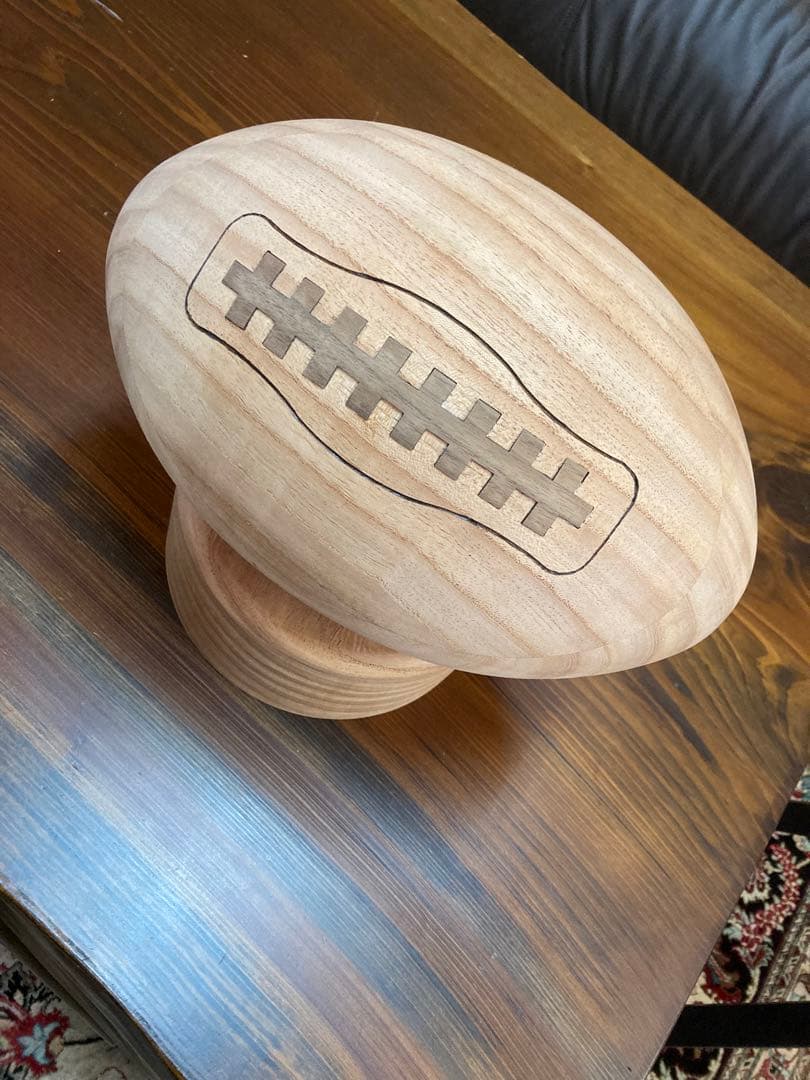 木製ボール　ラグビー　インテリア