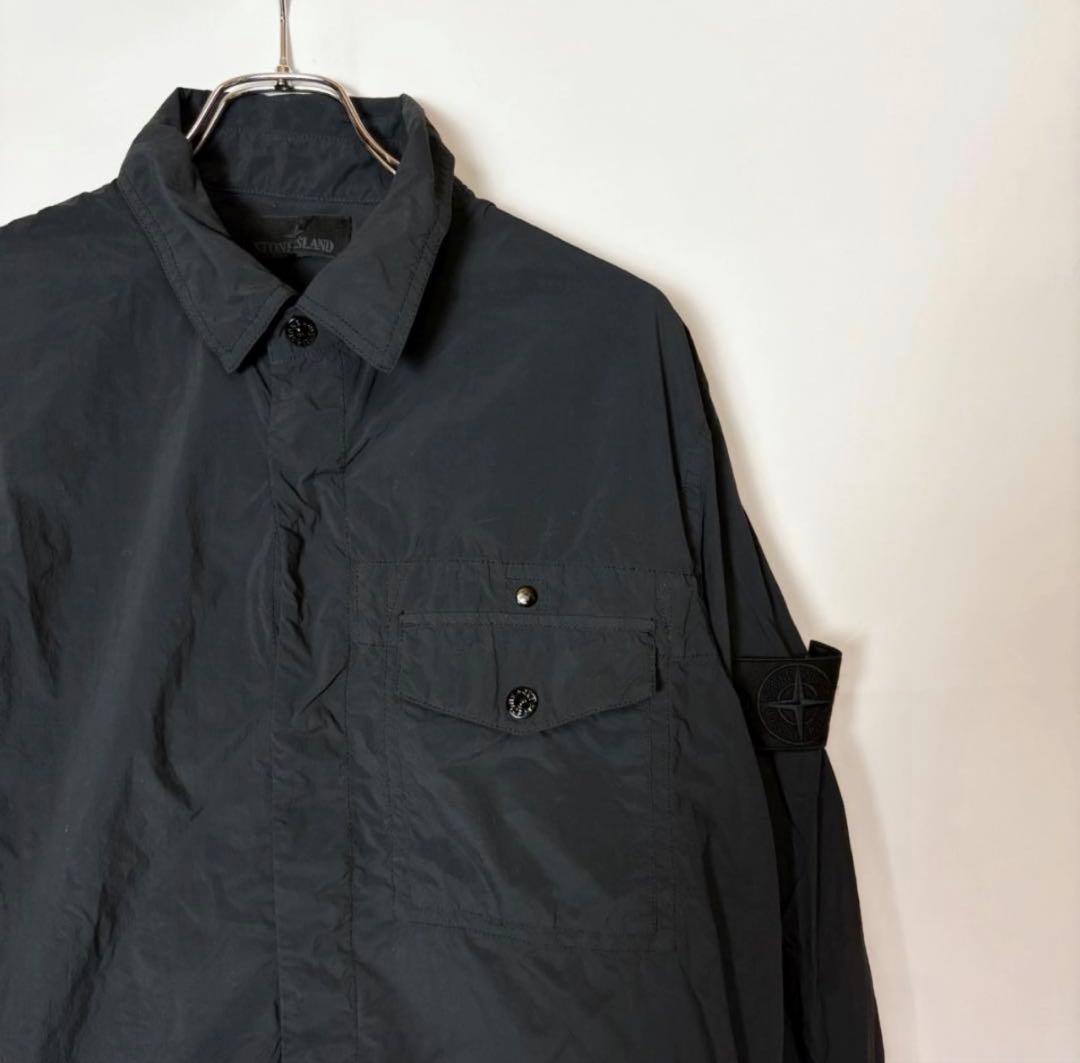 【美品✨】ストーンアイランド　ゴースト　長袖シャツ　ブラックワッペン　Lサイズ