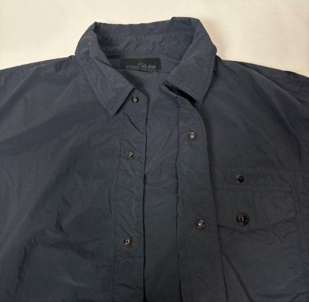 【美品✨】ストーンアイランド　ゴースト　長袖シャツ　ブラックワッペン　Lサイズ