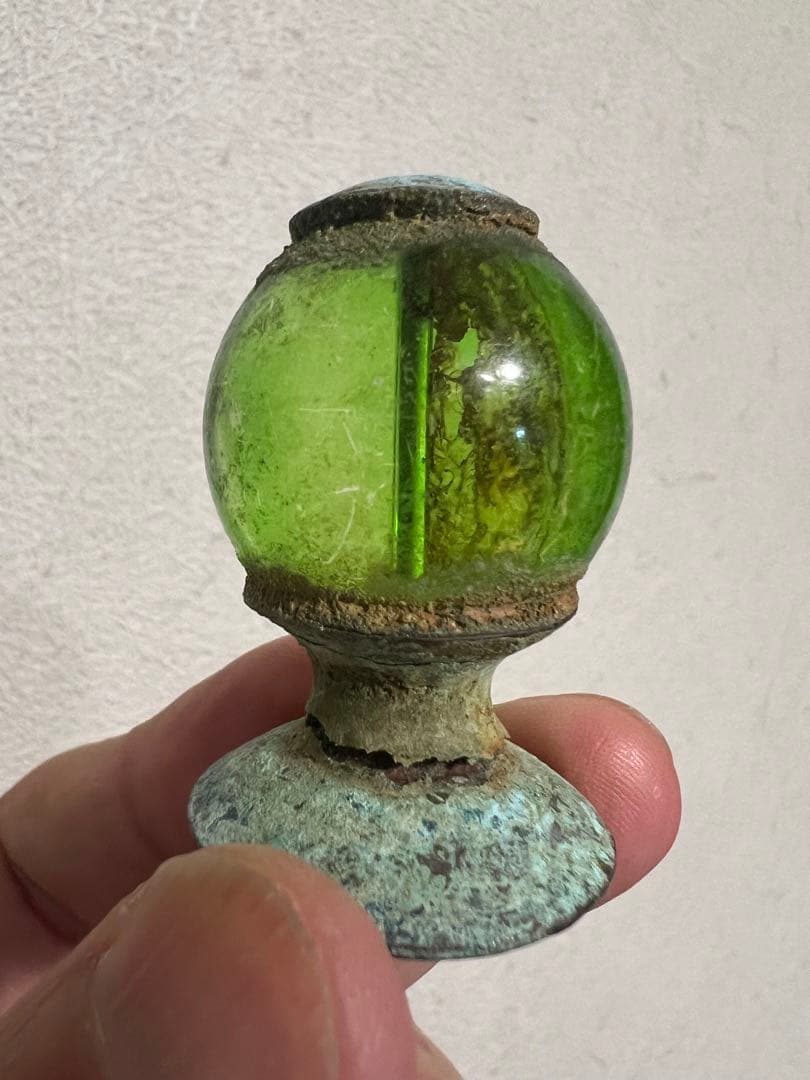 中国 仏像 残欠 宝冠 宝珠 緑ガラス 仏教美術 発掘 出土 骨董 古美術