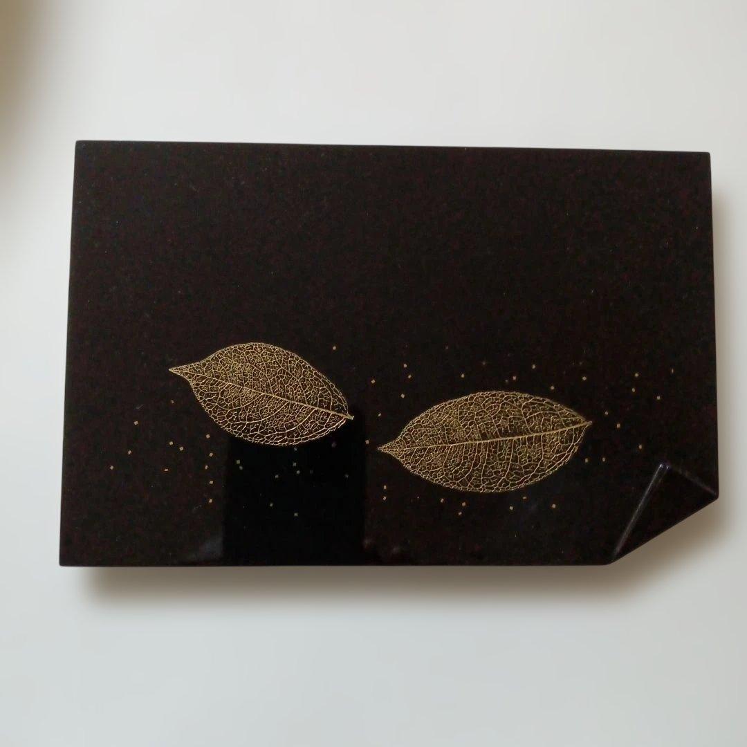 最上塗　銘々盆5枚組　漆工 　葉模様　茶道具　銘々皿