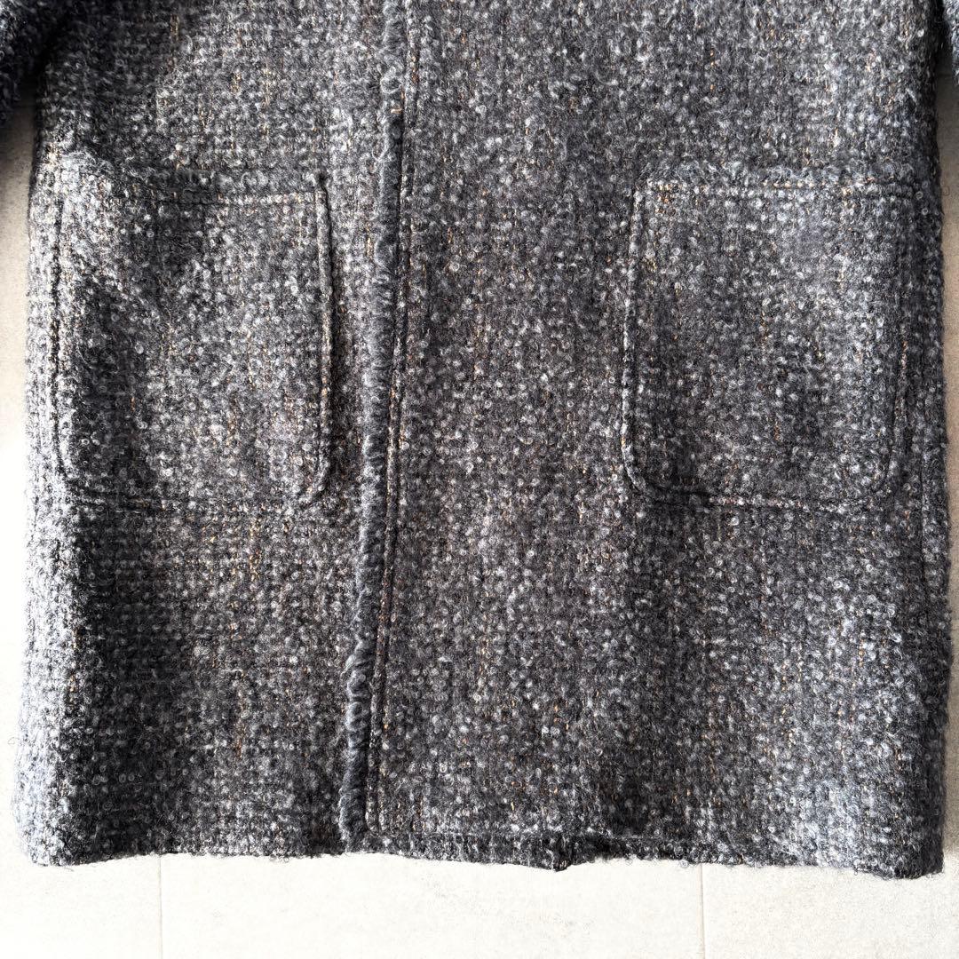 美品✨️セオリーリュクス モヘアツイードコート38 チャコールグレー メランジ
