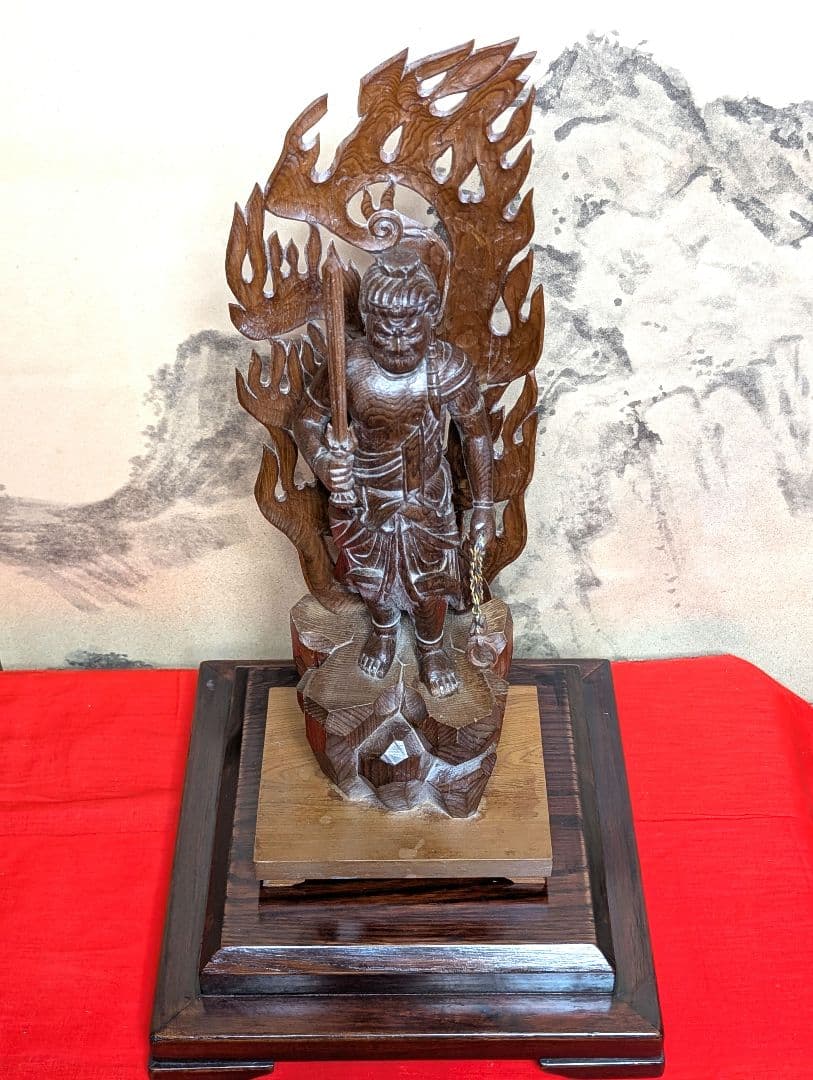 不動明王　彫刻　木彫り　オブジェ　 骨董品　アンティーク　レトロ