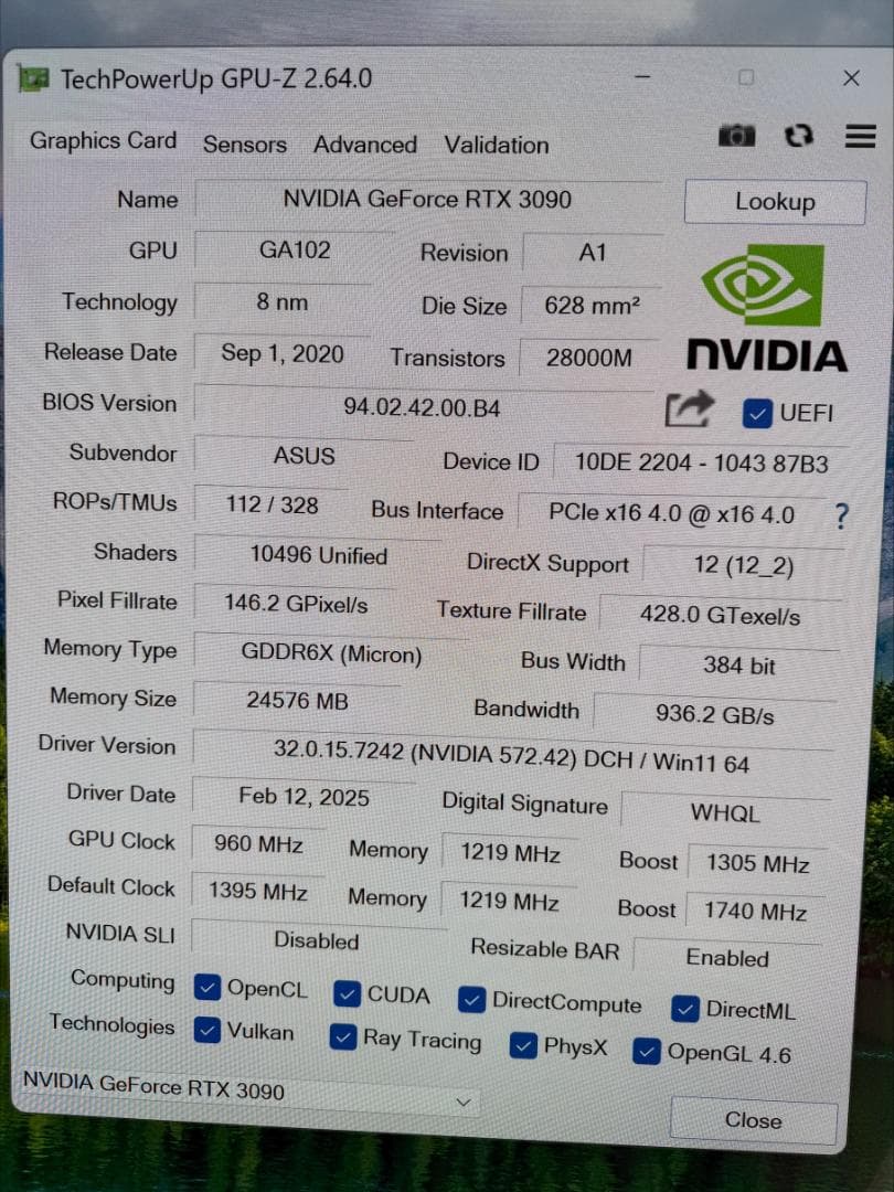 グラフィックボード・グラボ・ビデオカード ASUS TUF 3090 24GB OC