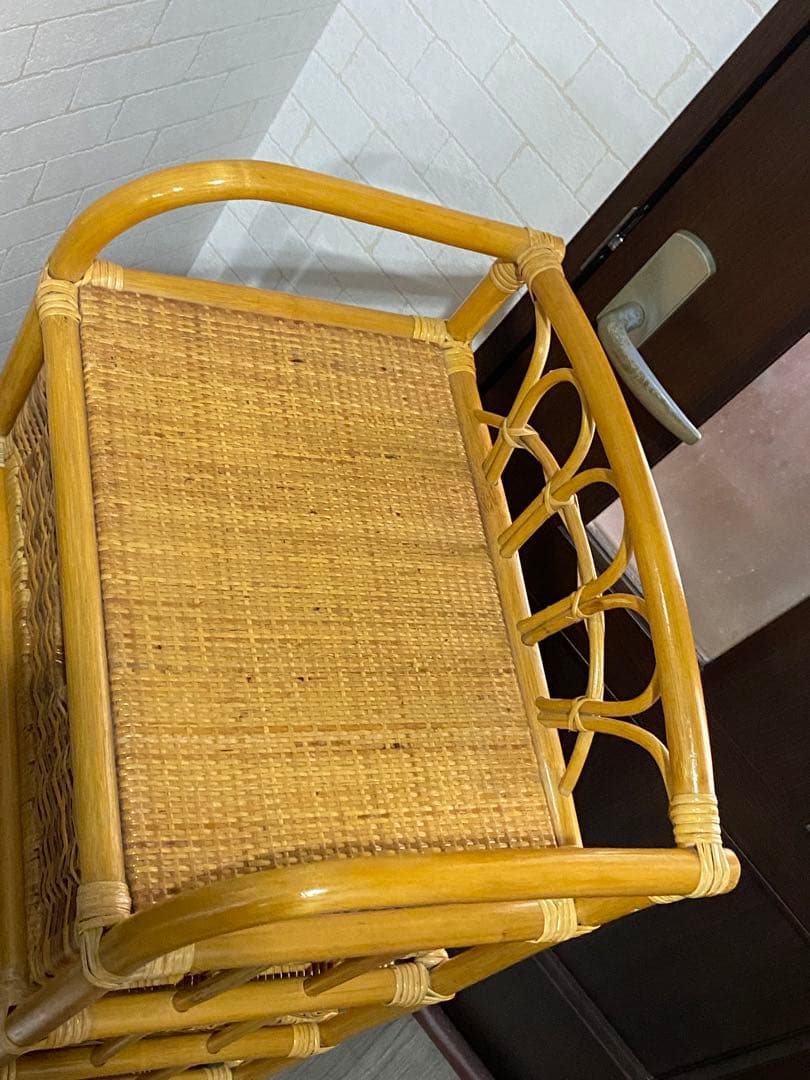 ラタン4段チェスト キャスター付き アンティーク収納 インテリア 脱衣籠 レトロ