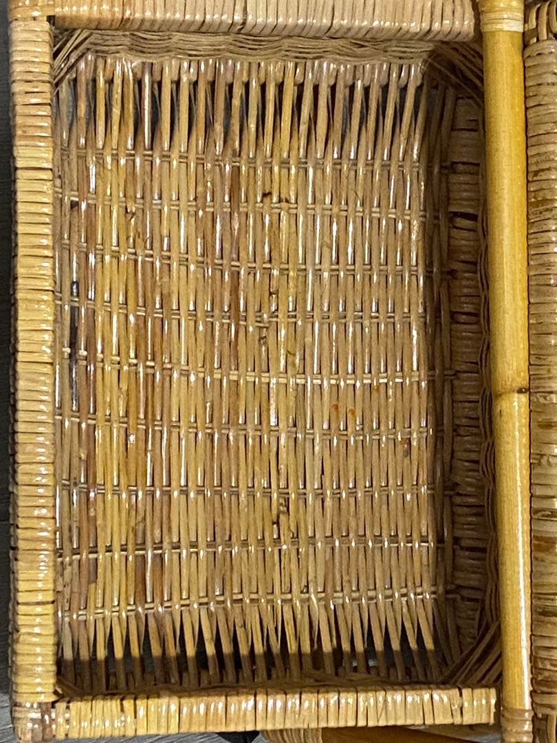 ラタン4段チェスト キャスター付き アンティーク収納 インテリア 脱衣籠 レトロ