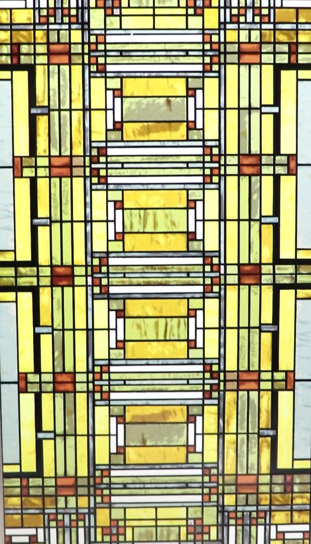 フランク・ロイド・ライト オークパークの天窓 縦長ヴィンテージ ステンドグラス