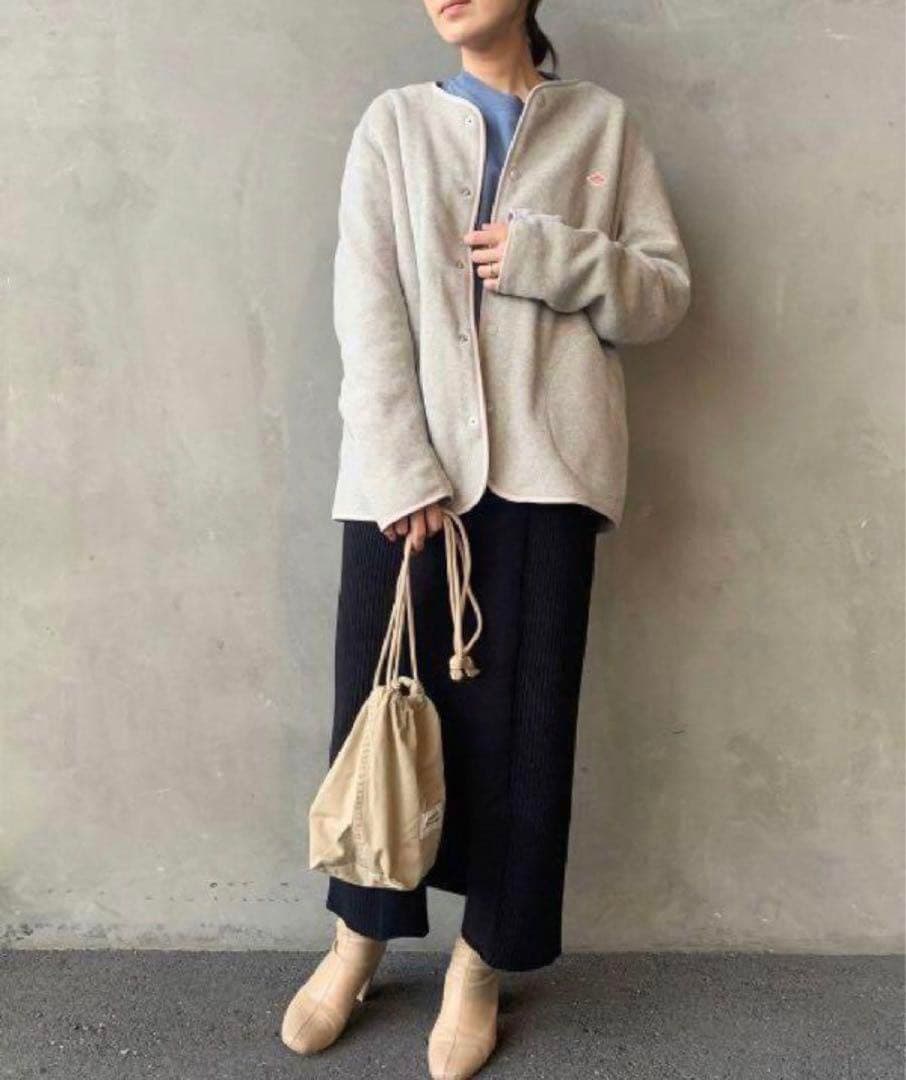 DANTON/ダントン　フリース ノーカラーカーディガン　マーブル38