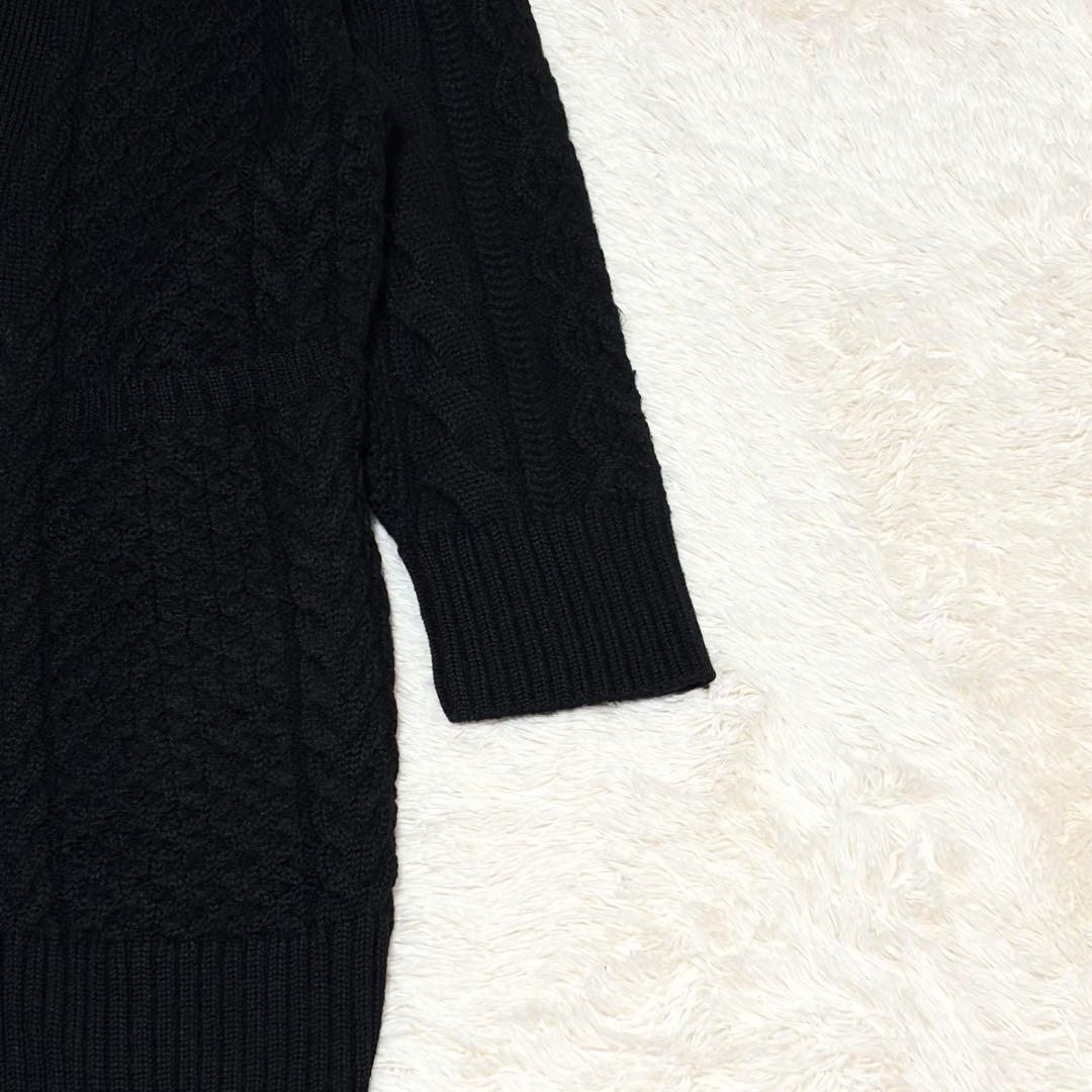 美品 BATONER バトナー ウールアルパカ ケーブルカーディガン 黒