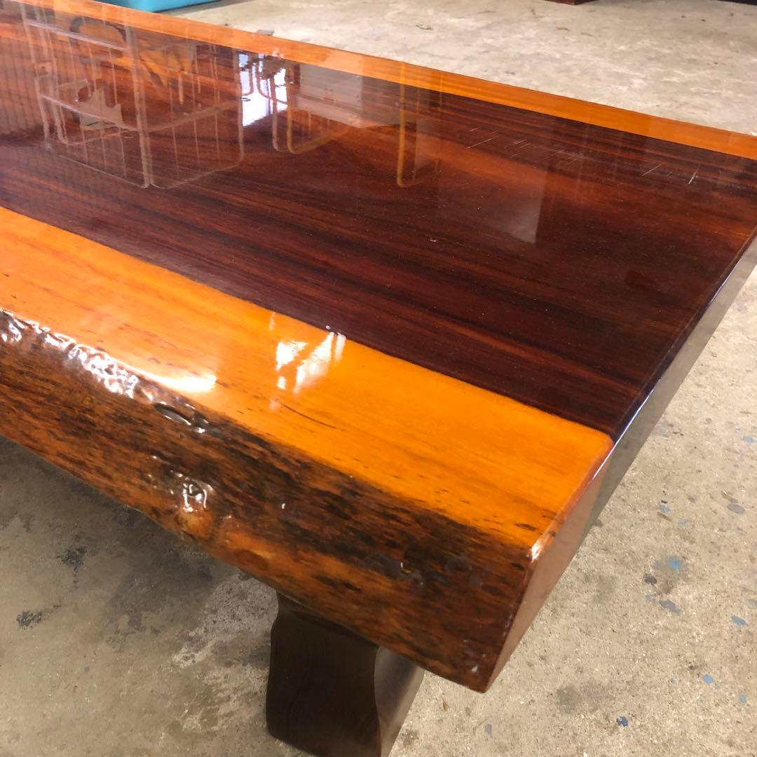 紅紫檀 無垢材一枚板の座卓 板厚55mm 輸入規制の希少木材 希少な耳付き