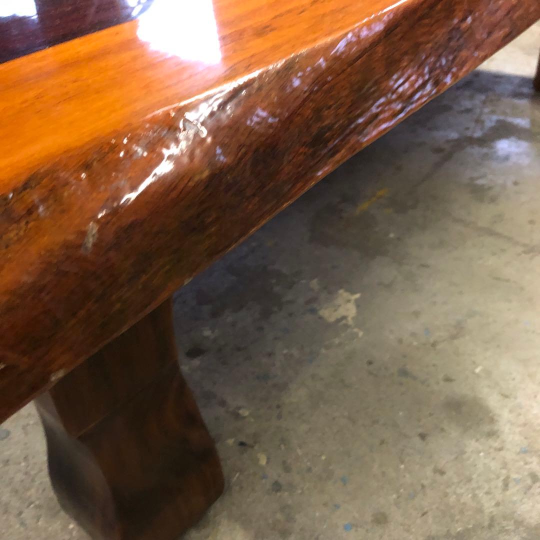 紅紫檀 無垢材一枚板の座卓 板厚55mm 輸入規制の希少木材 希少な耳付き