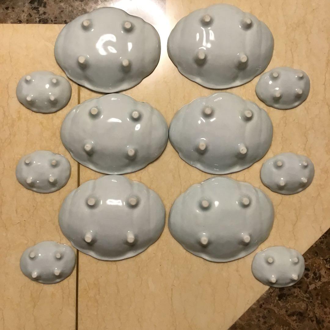 【人間国宝 近藤 悠三 こんどうゆうぞう】呉須染付 蘭絵 足付刺身皿 六客揃え