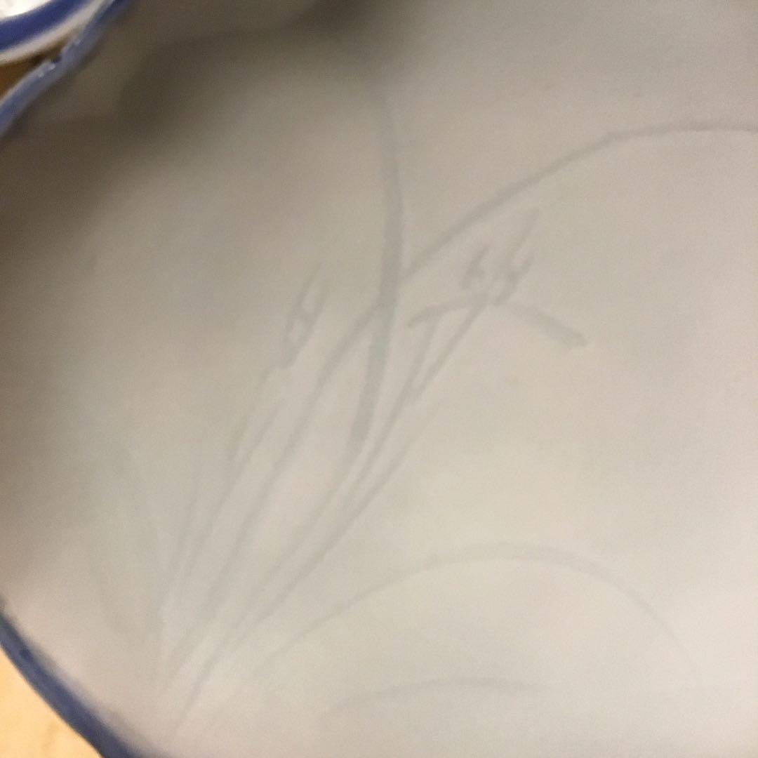 【人間国宝 近藤 悠三 こんどうゆうぞう】呉須染付 蘭絵 足付刺身皿 六客揃え