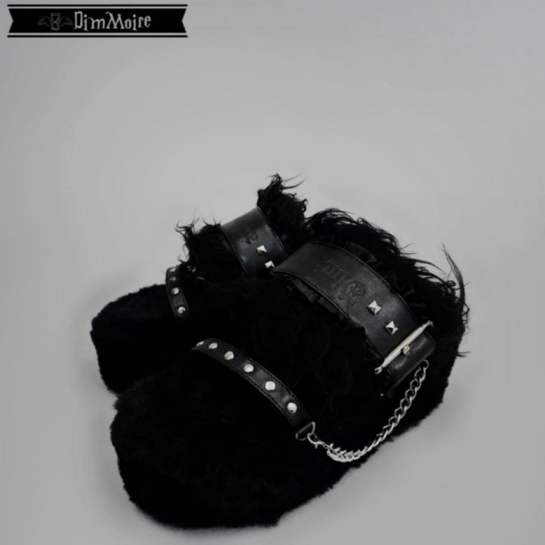 DimMoire ディムモアール ファー×スタッズサンダル ブラック　黒