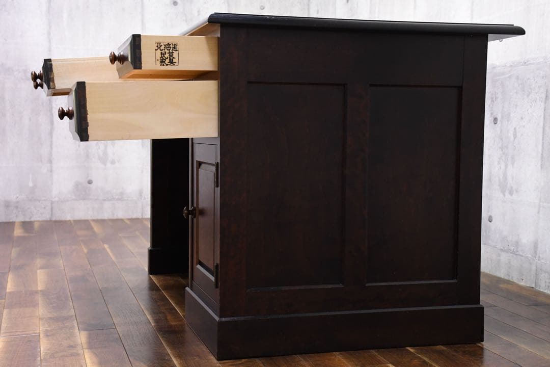 EGC94 北海道民芸家具 #421 片袖デスク 樺/カバ材 書斎デスク 片袖机