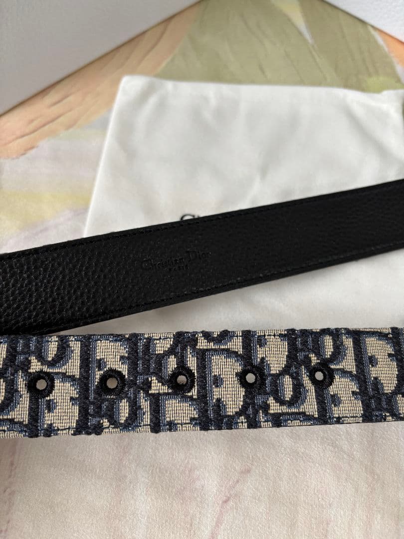 ネイビー DIOR ディオール CDロゴ ベルト ☆105cm