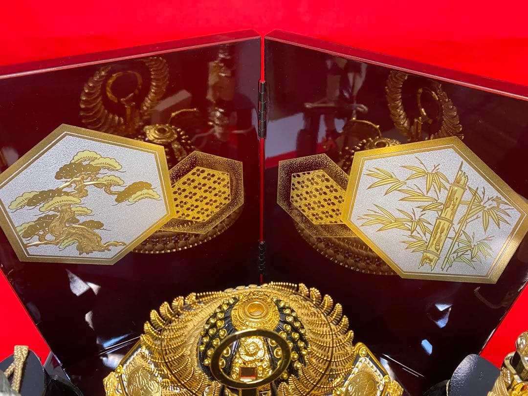 徳川家康　東京久月　五月人形　家紋付き兜飾り収納セット・正絹糸織