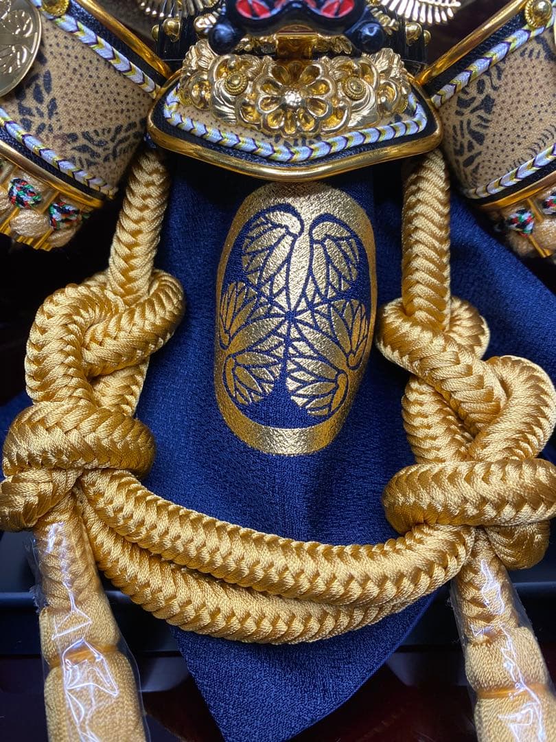 徳川家康　東京久月　五月人形　家紋付き兜飾り収納セット・正絹糸織