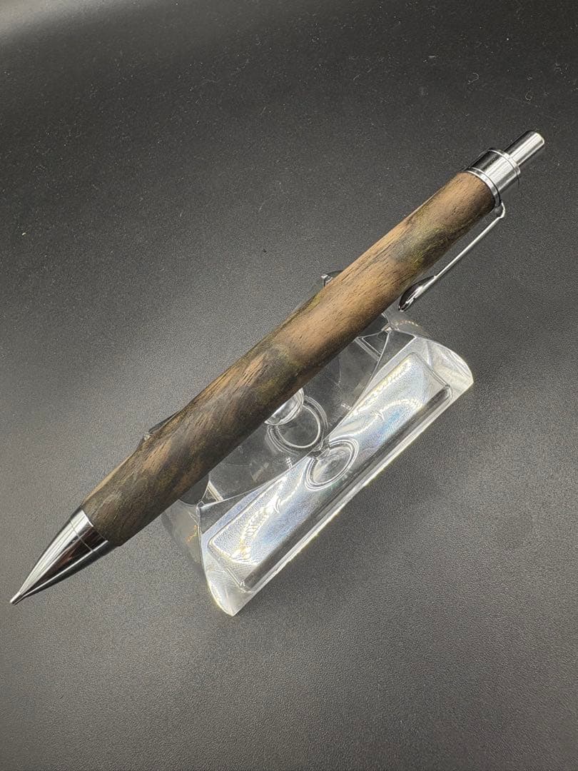 519 黒柿　孔雀杢　木軸シャーペン　ボールペン　細軸