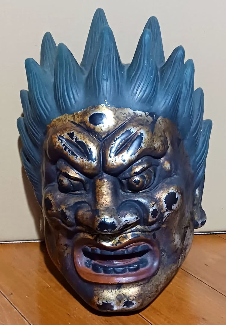 乾漆神楽面 薬師十二神将 代折羅大将 模国宝 ばさら面 壁掛け型 夜叉王