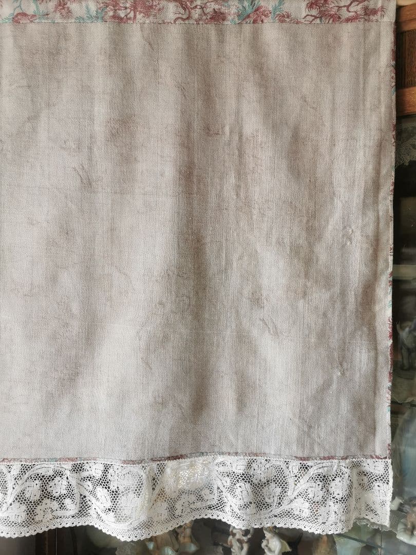 アンティーク 1880年代トワルドジュイ鳥達の森 ミラネーゼレース装飾カーテンβ