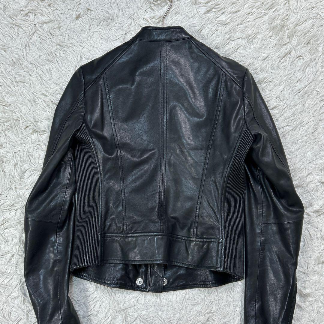 【美品】ディーゼル シングル ライダースジャケット ラムレザー XS ブラック