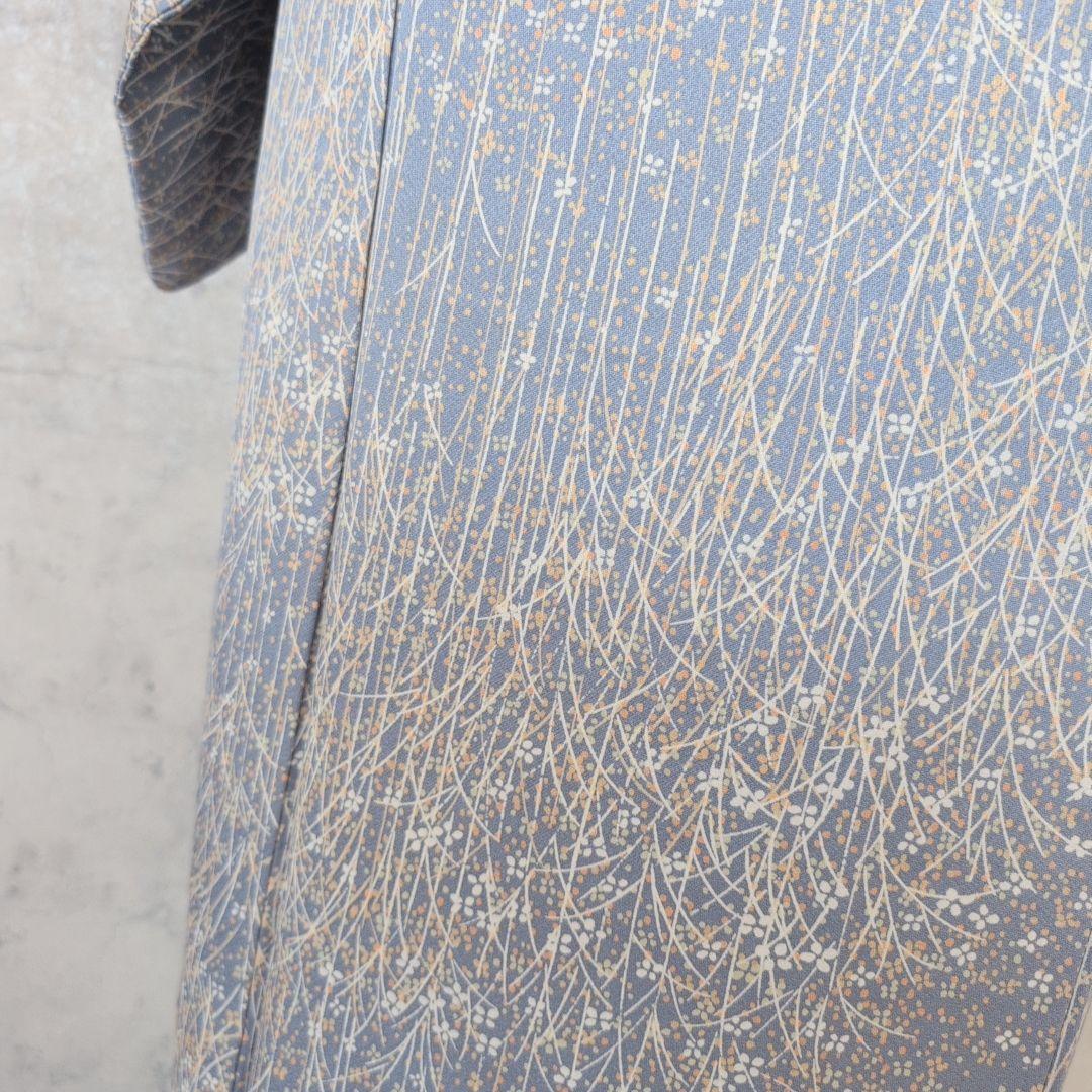 小紋　フルセット　着物　正絹　青紺地　帯ユニーク　色彩　F7