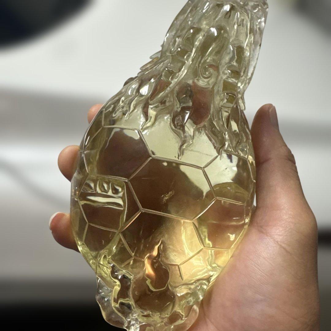 【極上品】超絶クリア　シトリン　ロングイ　龍亀　置物