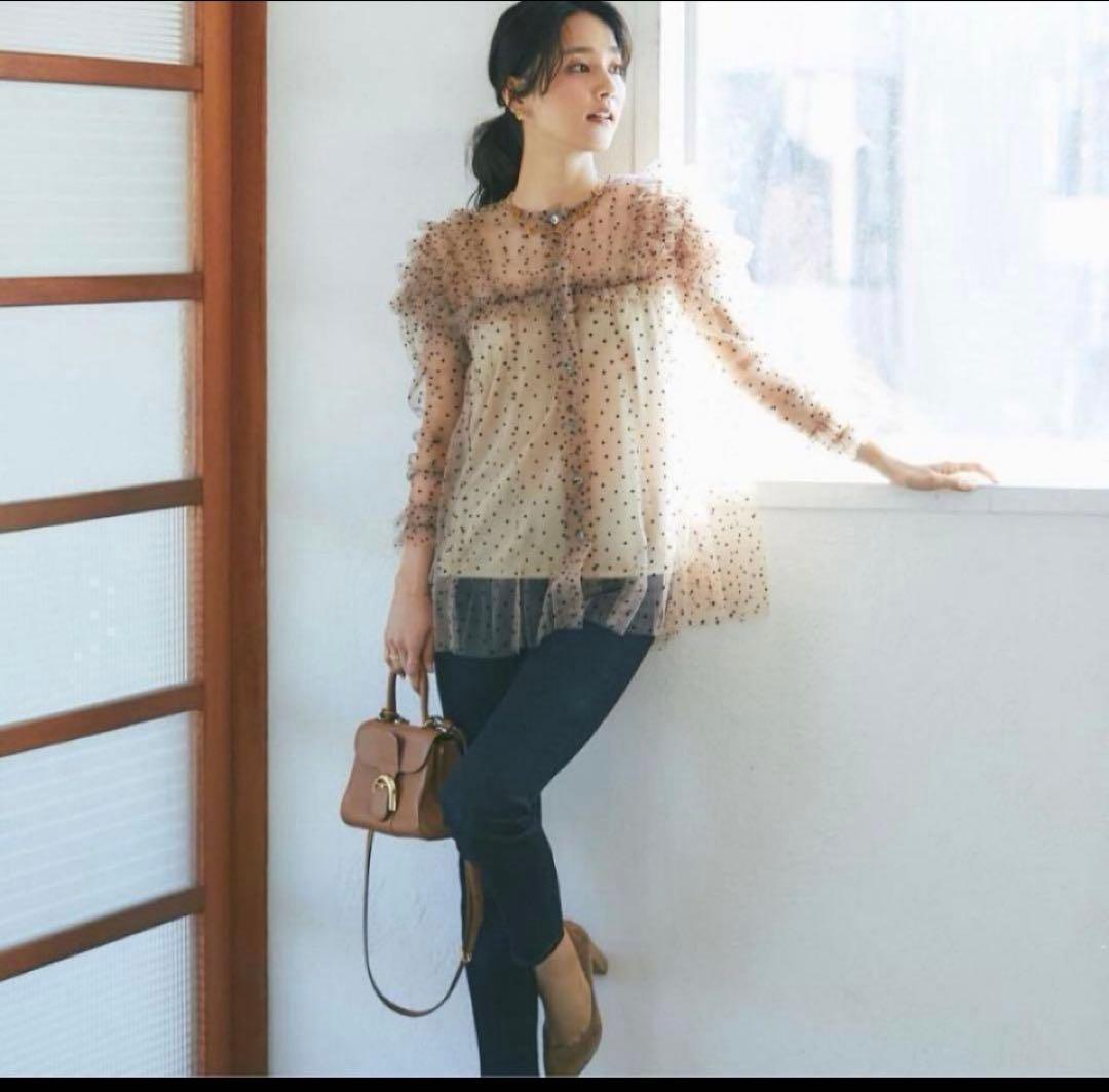 セブンテン ドットチュールブラウス861番