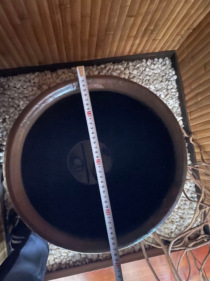 送料無料 特大 骨董 睡蓮鉢 メダカ鉢 水鉢 庭園インテリア　陶器 壺 かめ