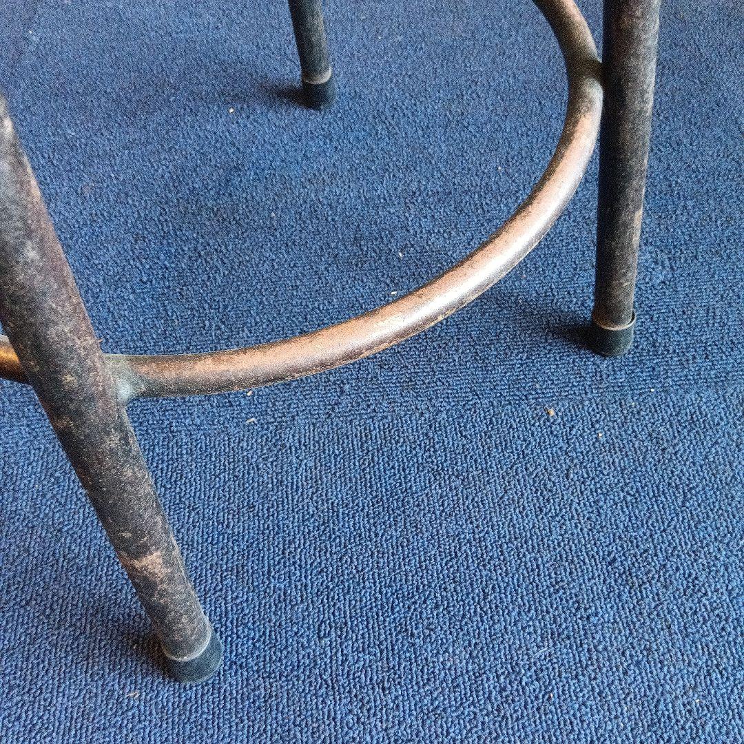 ブラウンレザー調 バースツール　椅子　昭和レトロ　アイアン