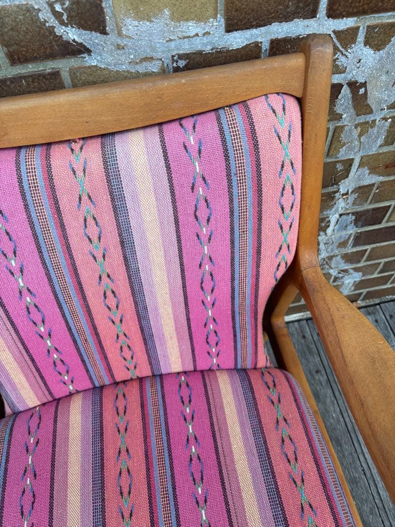 オールドカリモクKARIMOKU1人掛けピンクソファヴィンテージアンティーク