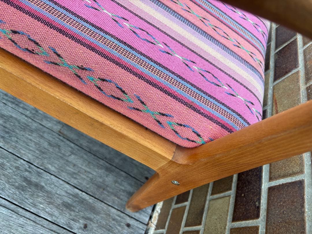 オールドカリモクKARIMOKU1人掛けピンクソファヴィンテージアンティーク