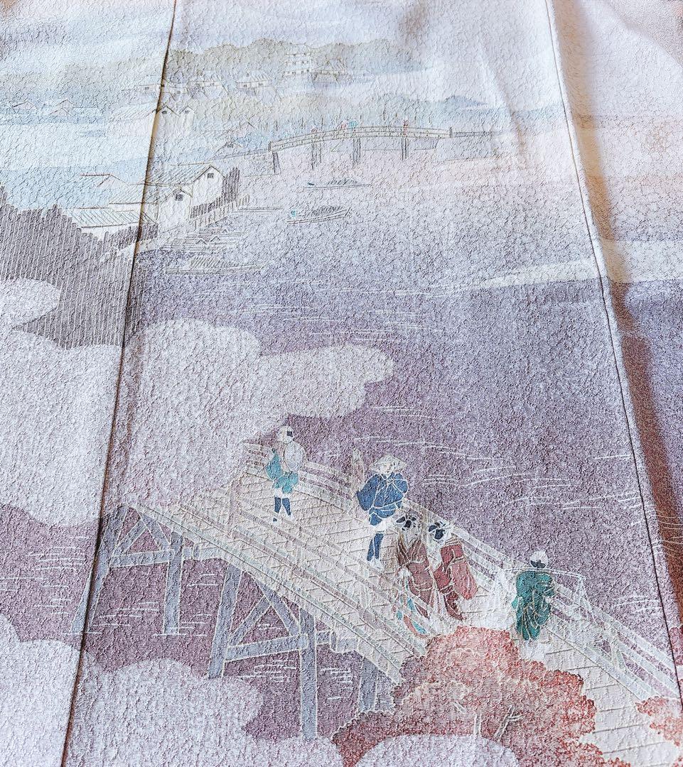 美品　訪問着　フルセット　S 友禅 風景　卒業式　入学式　お宮参　袋帯　紋