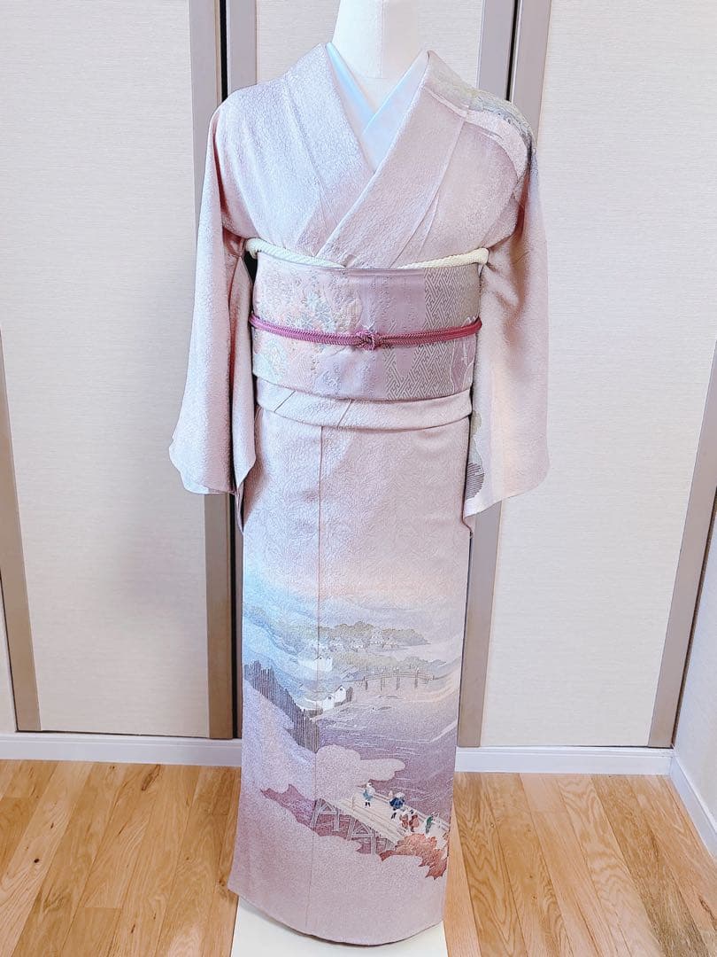 美品　訪問着　フルセット　S 友禅 風景　卒業式　入学式　お宮参　袋帯　紋
