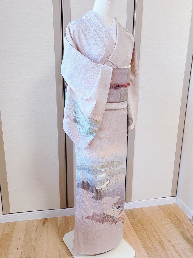 美品　訪問着　フルセット　S 友禅 風景　卒業式　入学式　お宮参　袋帯　紋