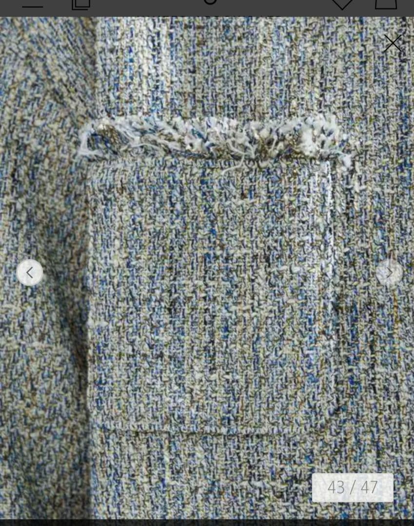 GREEN LABEL RELAXING ノーカラーツイードジャケット