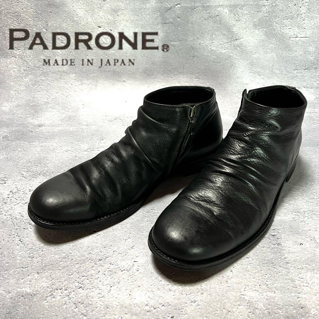 PADRONE サイドジップ チャッカブーツ 41 ブラック ヌバック