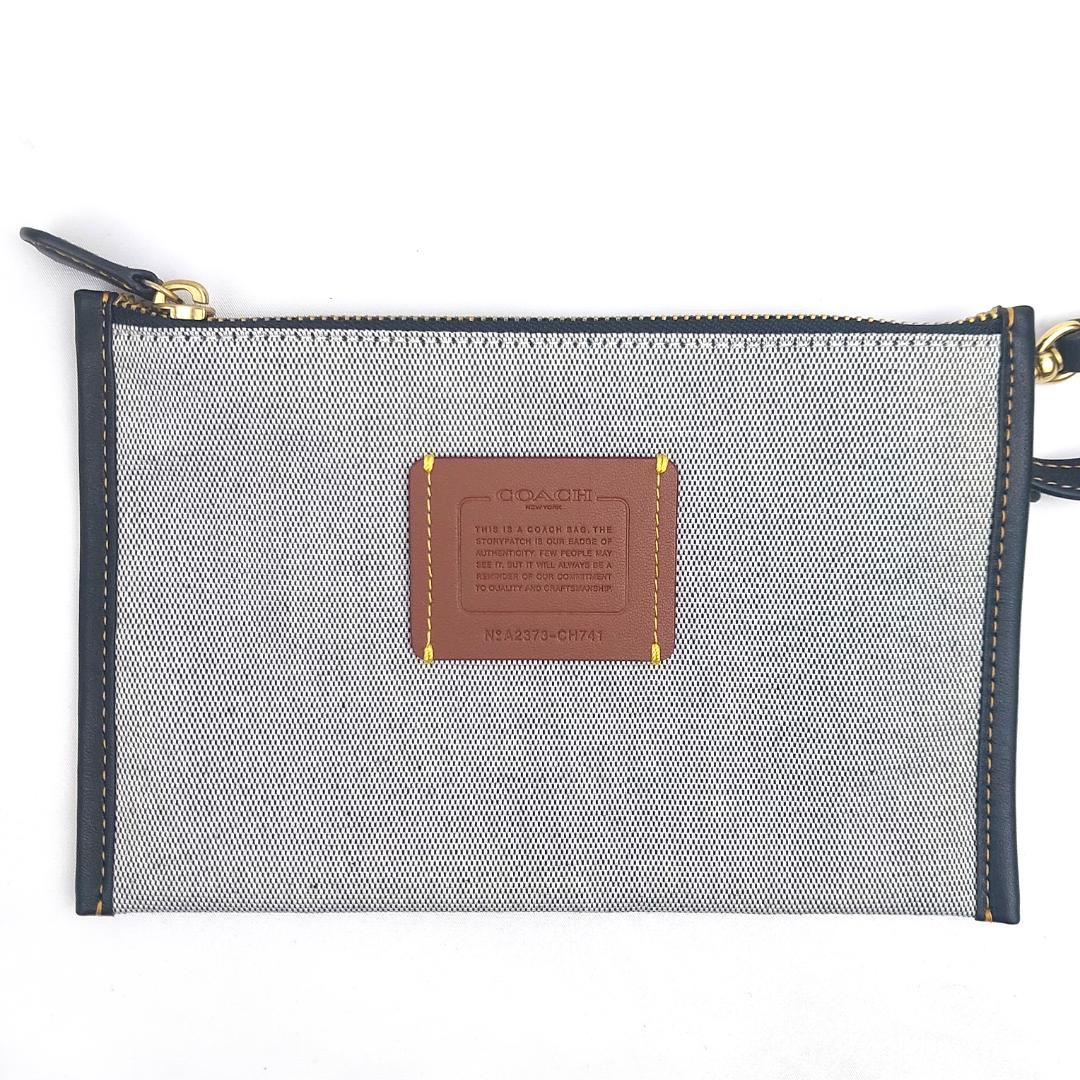 COACH コーチ トートバッグ ストロー かごバッグ スムースレザー ポーチ付