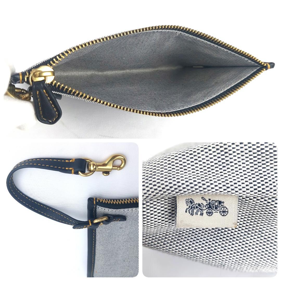 COACH コーチ トートバッグ ストロー かごバッグ スムースレザー ポーチ付