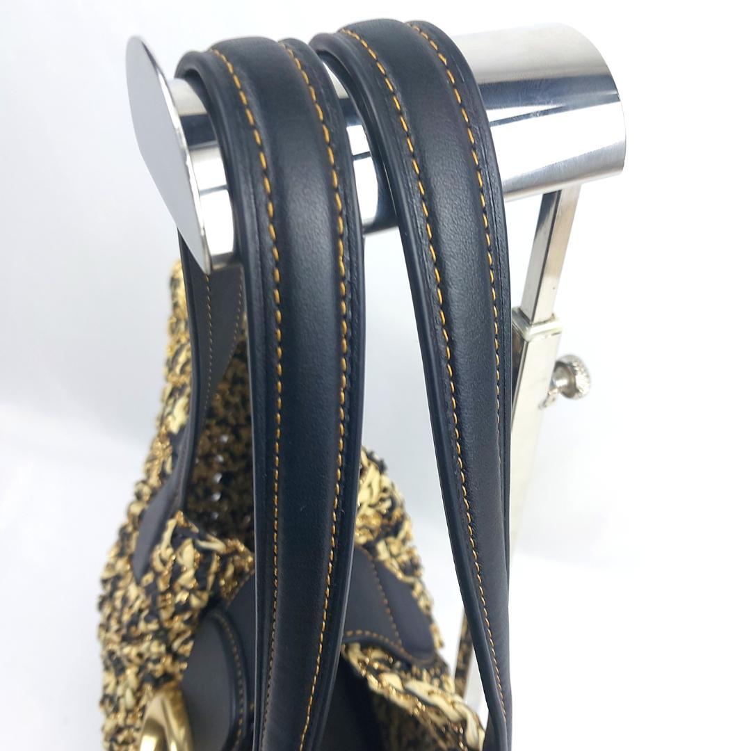 COACH コーチ トートバッグ ストロー かごバッグ スムースレザー ポーチ付