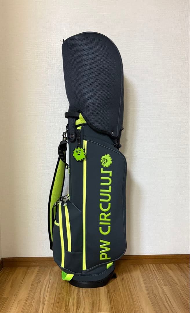 【美品】PW CIRCULUS キャディバッグ グレー/ライムグリーン