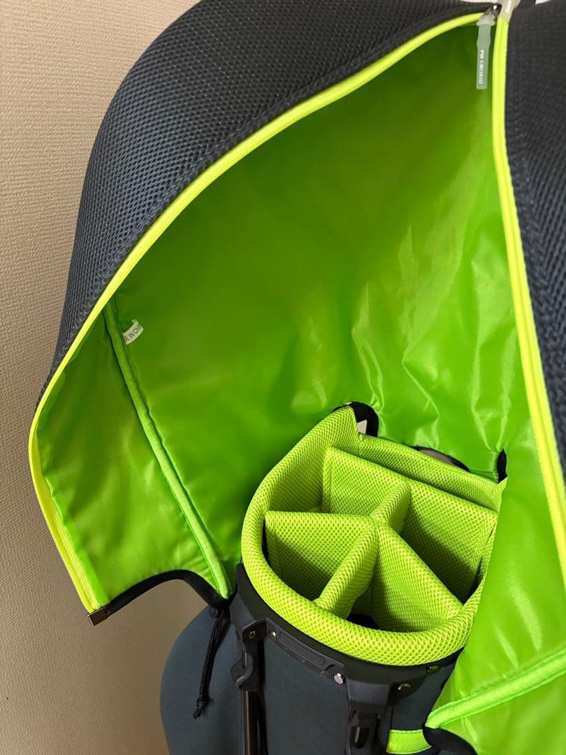 【美品】PW CIRCULUS キャディバッグ グレー/ライムグリーン