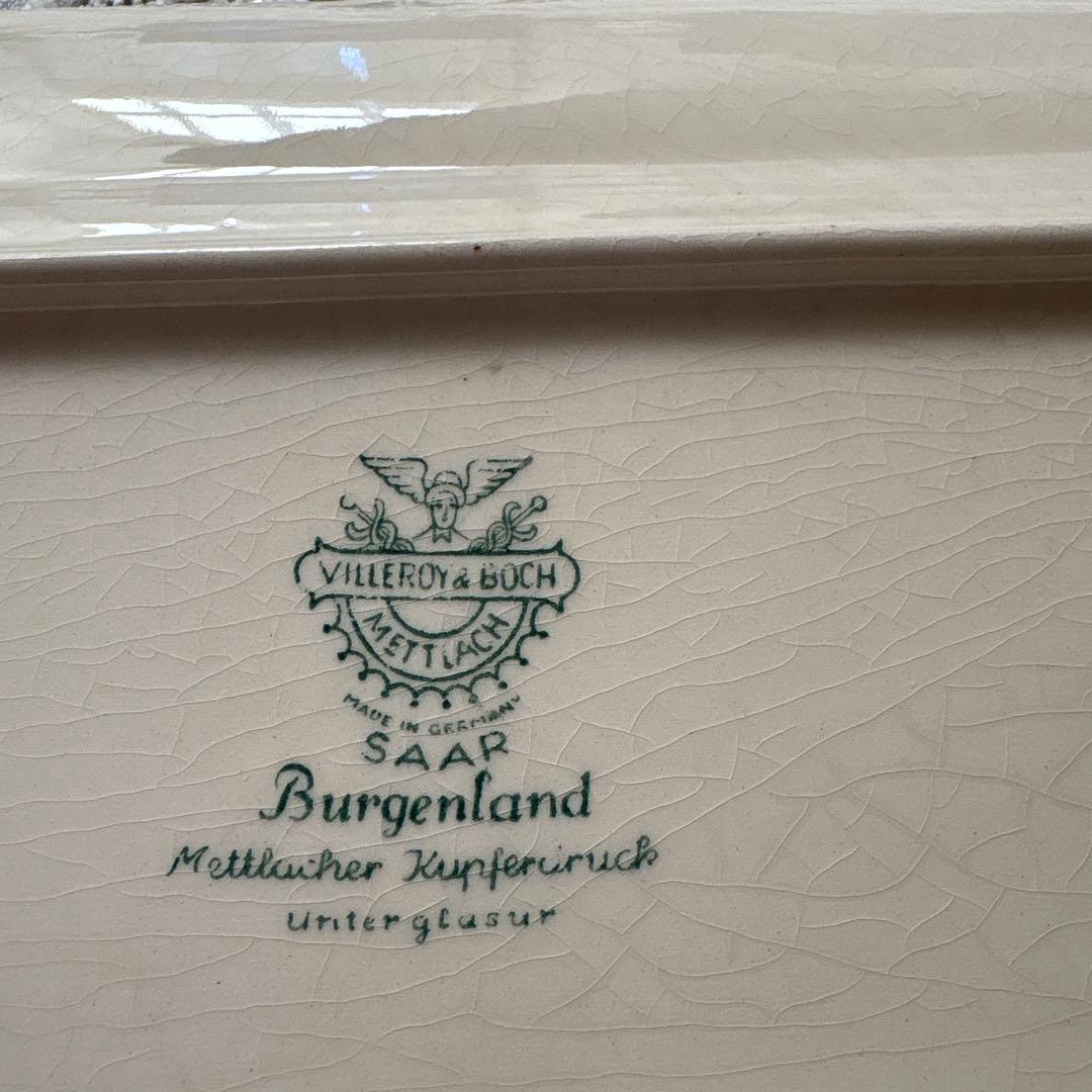 ドイツ　アンティーク　ヴィンテージ　ビレロイ&ボッホ　ケーキプレート　ブラウン