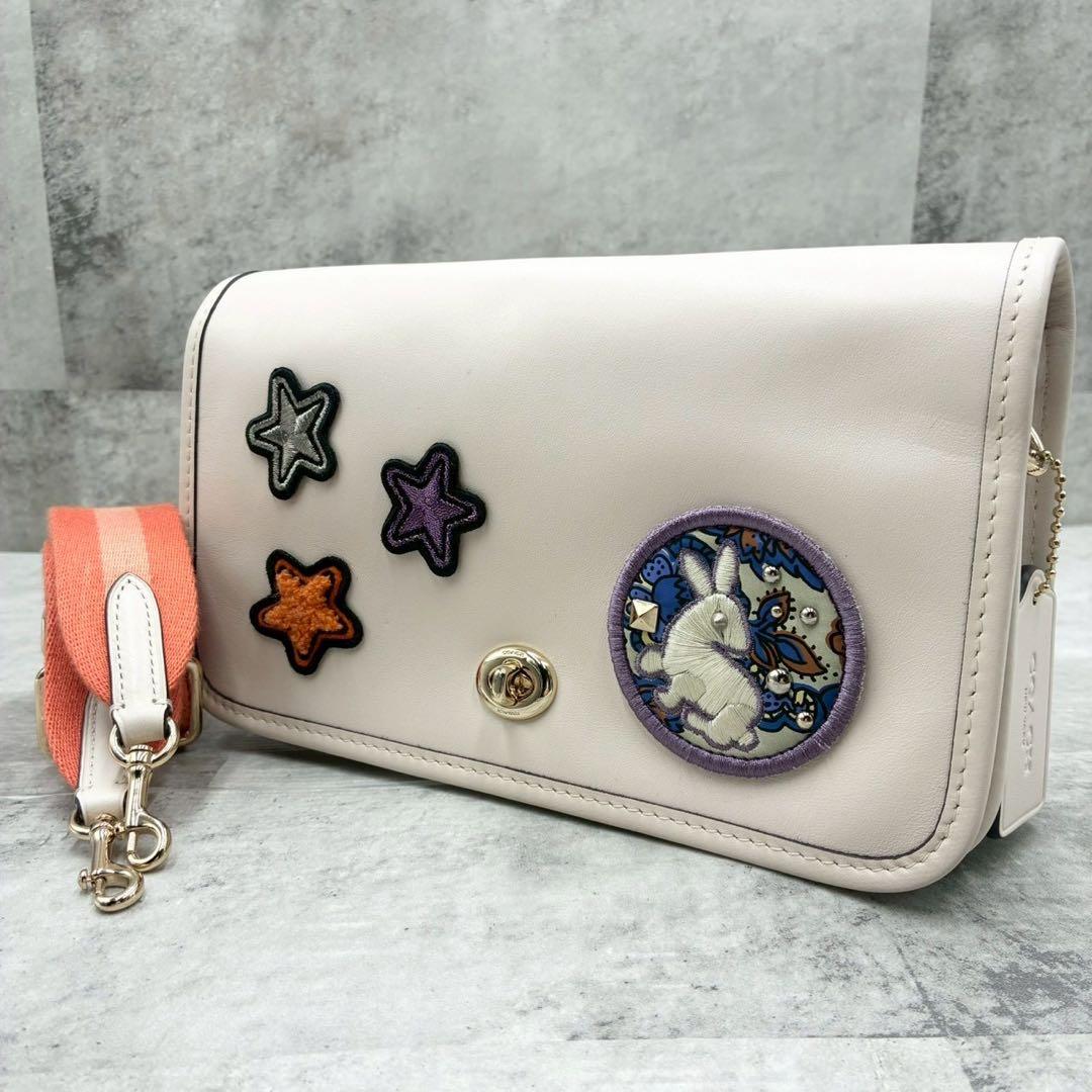 未使用級 コーチ カメラバッグ ショルダーバッグ スタッズ レザー クロスボディ