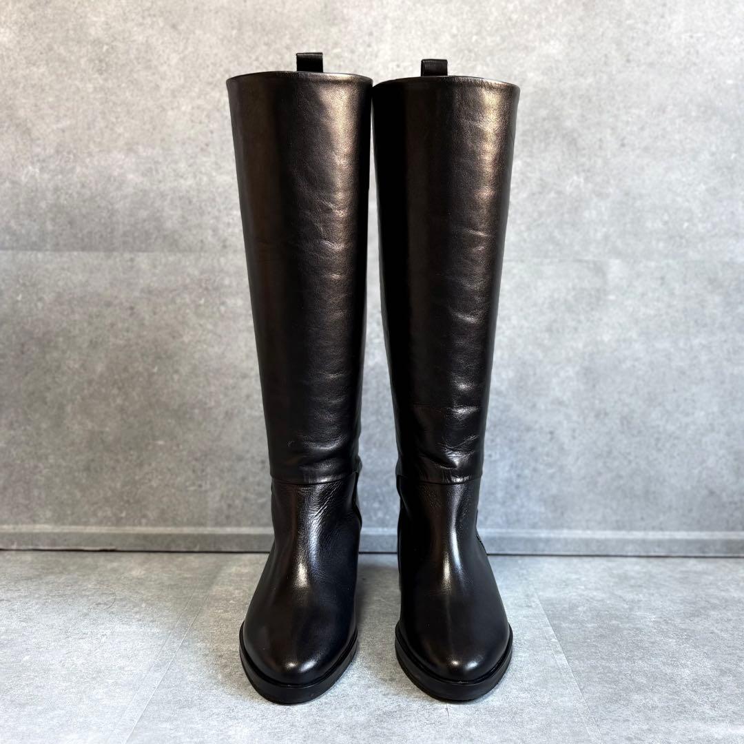 【未使用品】REMME レメ ワイドシャフト レザー ロングブーツ 23cm 黒