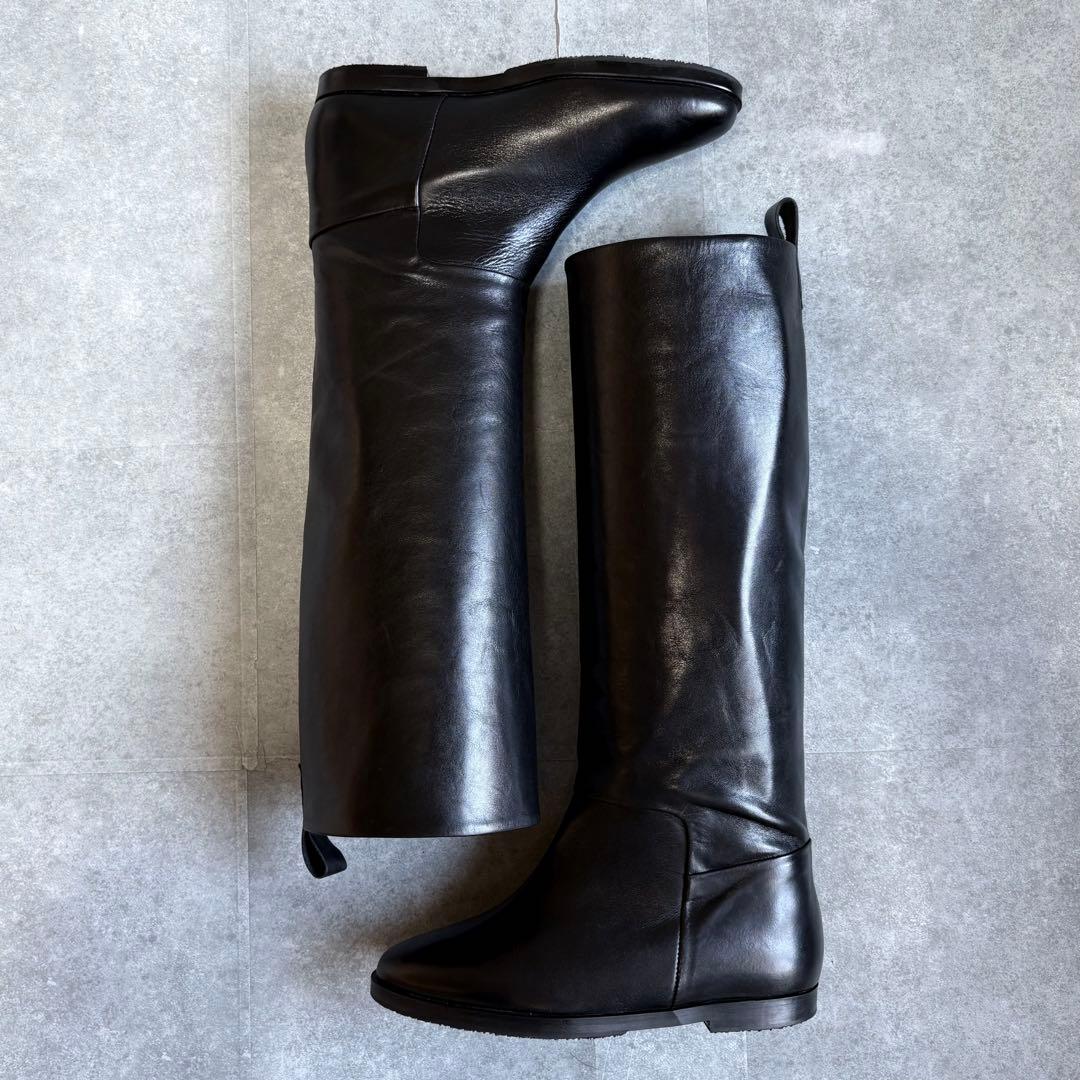 【未使用品】REMME レメ ワイドシャフト レザー ロングブーツ 23cm 黒