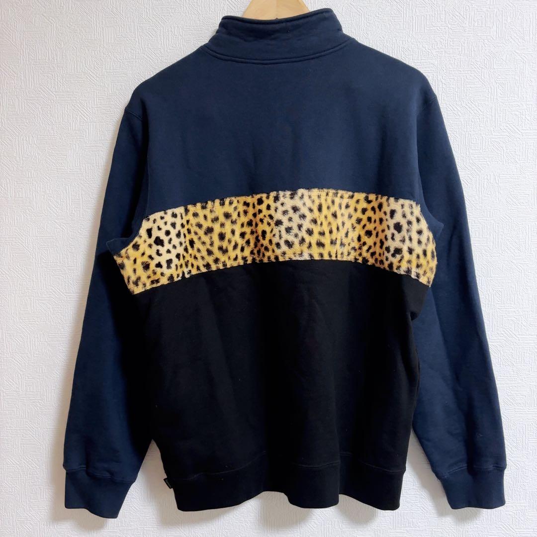 シュプリーム 刺繍ロゴ レオパード ハーフジップスウェット